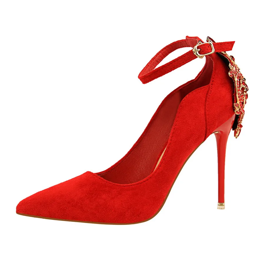 2019 new high heels party wedding shoes Women Glitter crystal rhinestone pumps ankle strap pumps Sexy Ladies Stiletto 10CM heel