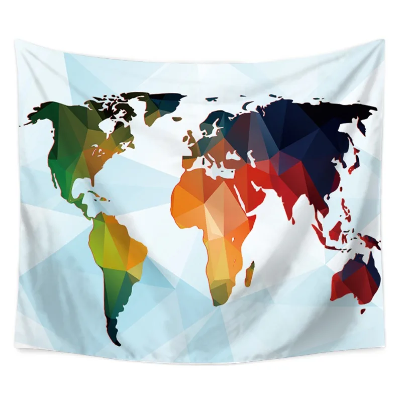 

Colorful World Map Tapestries Polyester Fabric Hippie Bohemian Print Home Decor Wall Hanging Tapestry Beach Throw Blanket