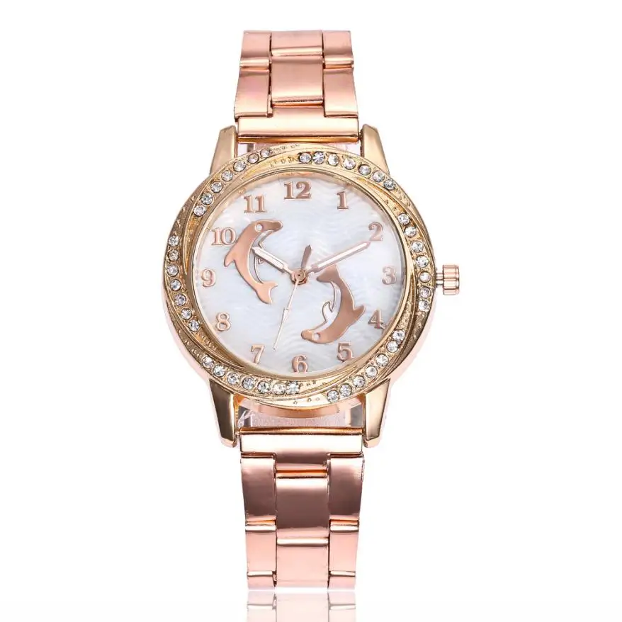 

Women Fashion Stainless Steel Band Analog Quartz Round Wrist Watch women's watches famous brand clock women Alloy woman watch