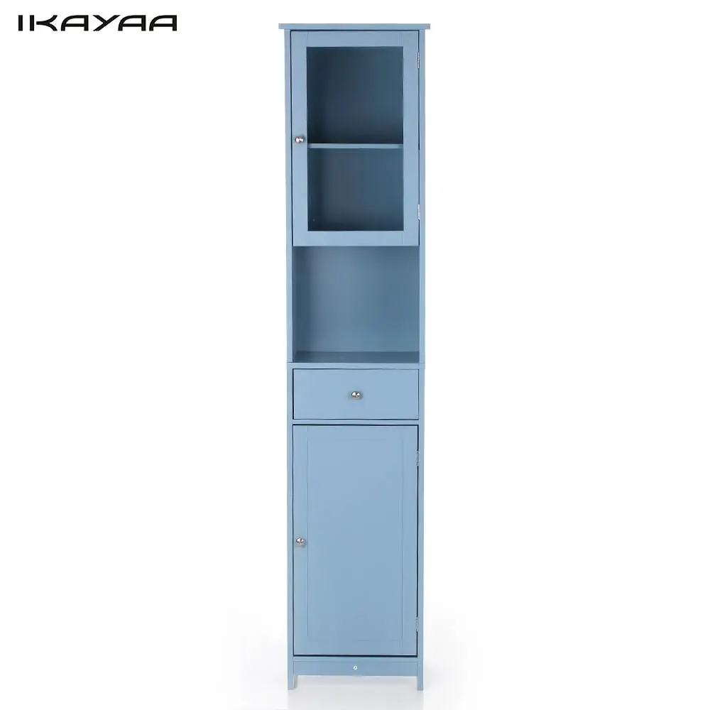 Ikayaa Modern Tower Tall Storage Cabinet With Doors Drawer Wooden