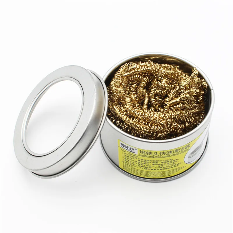 electronics soldering kit Desoldering Soldering Iron Mesh Filter Cleaning Nozzle Tip Copper Wire Ball Clean Ball Dross Box Soldering Tip Cleaner electric soldering irons