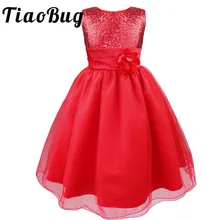TiaoBug/элегантный блесток; Платья с цветочным узором для девочек; нарядное платье принцессы для торжеств; детское платье для выпускного вечера; платья для первого причастия; От 4 до 14 лет