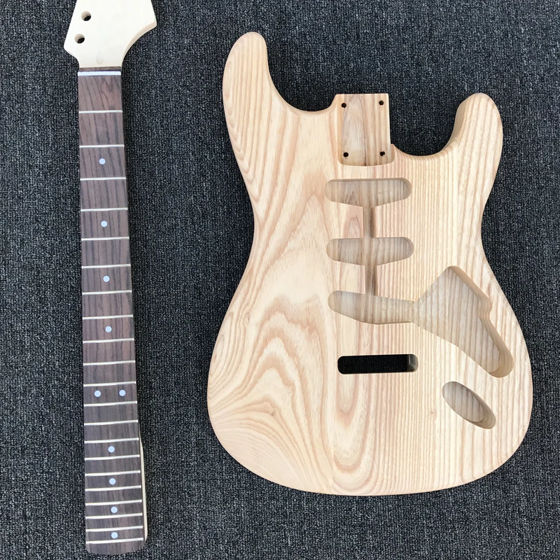 Unfinished Guitar, Electric Guitar Kit with ASH body, DIY guitarra, Maple neck Rosewood