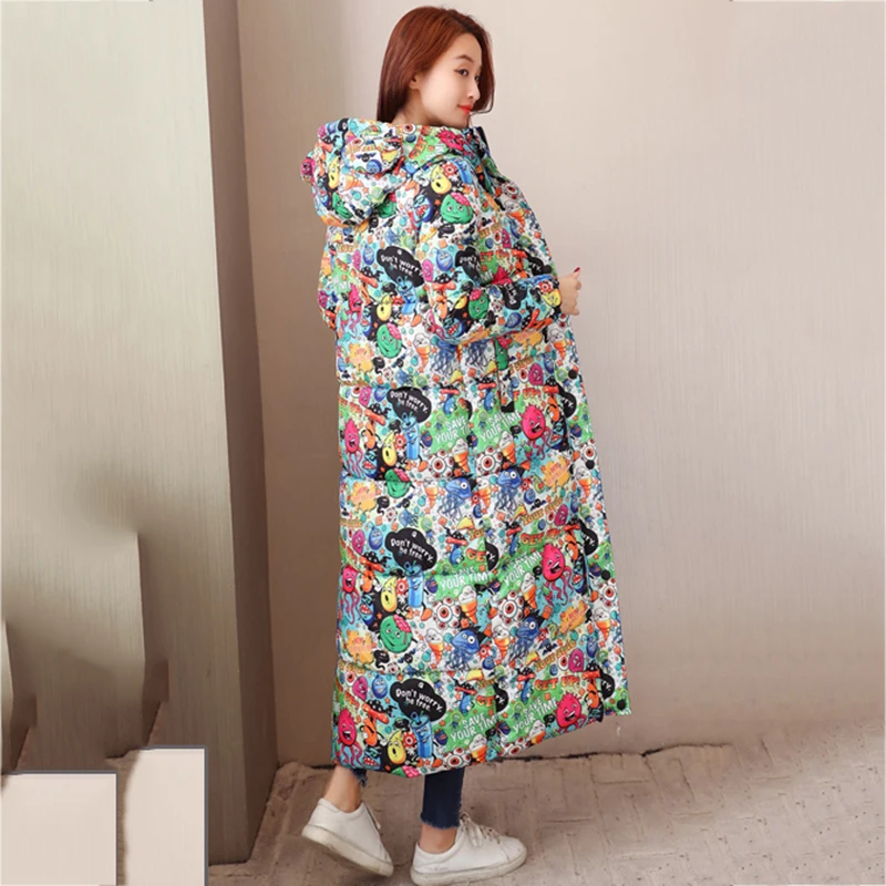 2018 New Winter Jacket Female Parka Coat Cartoon lovely Long Down Jacket Plus Size Long Hooded Duck Down Coat Jacket Women LF907 2018 New Winter Jacket Female Parka Coat Cartoon lovely Long Down Jacket Plus Size Long Hooded Duck Down Coat Jacket Women LF907