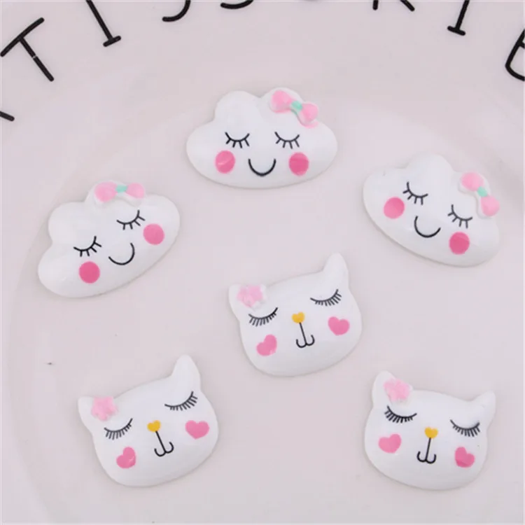 

8PCS Smiling Clouds Eyelash Cat Slime Charms Lizun Modeling Clay DIY Accesorios Toy For Children Slime Supplies Filler