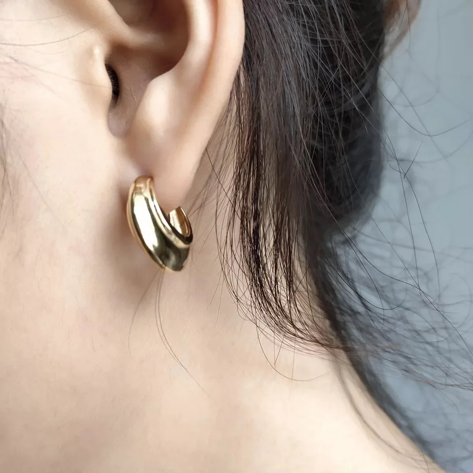 

925 sterling silver earring fashion gold shell shape drop earring big ins style ear ring trend temperament female girl ear jewel