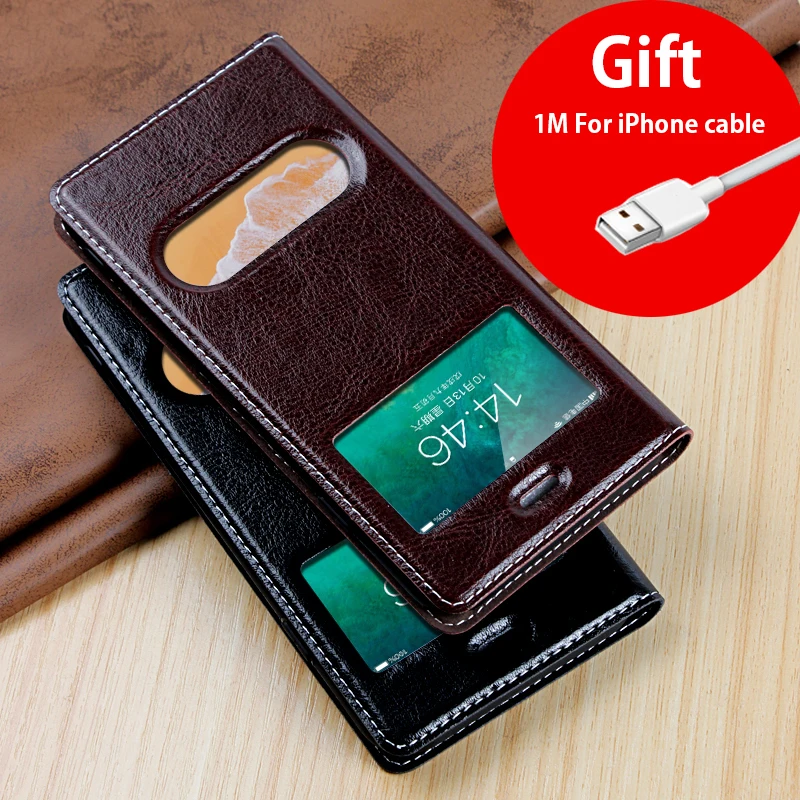 

Window View Smart Case For iPhone XS Max Flip Cover luxury Leather Case For iPhone XR XS X 8 7 6S 6 Plus 5S 5 SE Phone case Euti