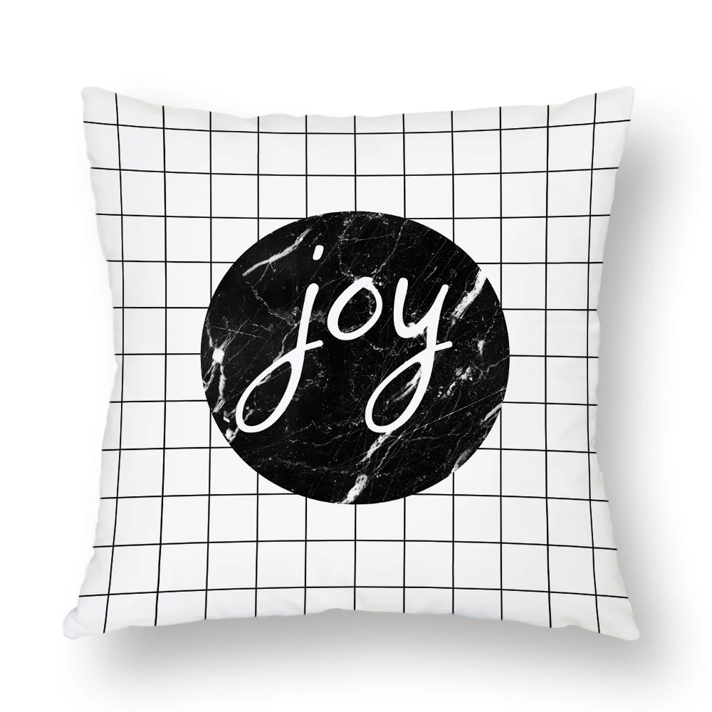 Marble Geometric Cushion Cover Deer Plaid Pattern Polyester Pillow Case Decorative for Living Room Sofa Bedroom Home Decor 45x45