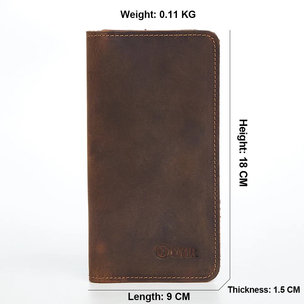  JOYIR Men Genuine Leather Wallet Men Coin Purse Vintage Long Men Wallets Perse Solid Card Holder Cl