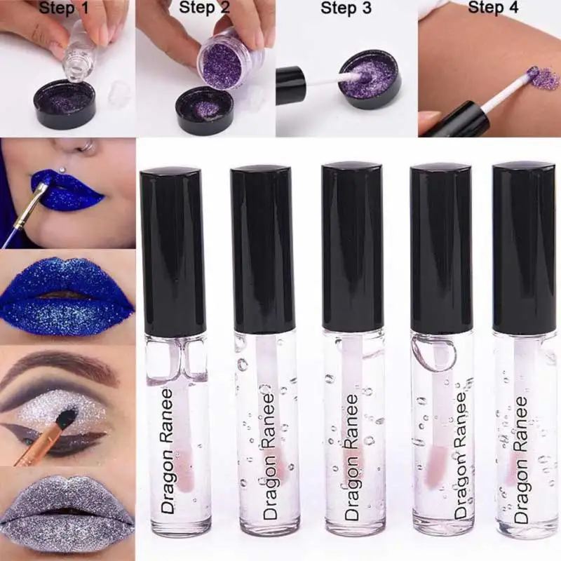 Fast Drying Powder Glitter Glue Double Eyelid Adhesive Gel Shining Colorful Silver Liquid Lipstick Shadow Anti Allergy W3 |