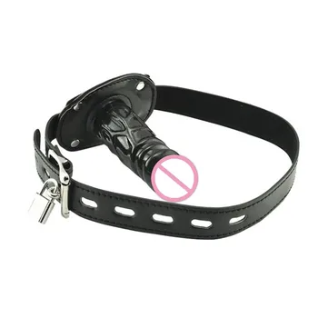 Silicone Penis Mouth Gag Dildo ,Leather Strap-on Gags Ball,Strapon Muzzle, BDSM Set, Sex Toys For Couples 2