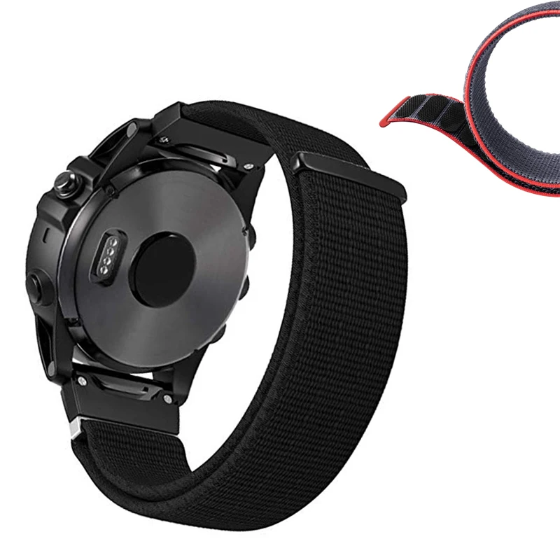 

Soft Lightweight Quick fit 22 26mm Nylon Loop Fastener Watch Band Strap for Garmin Fenix 5X 3 3HR 5 Plus/Quatix 5/935 Wristband