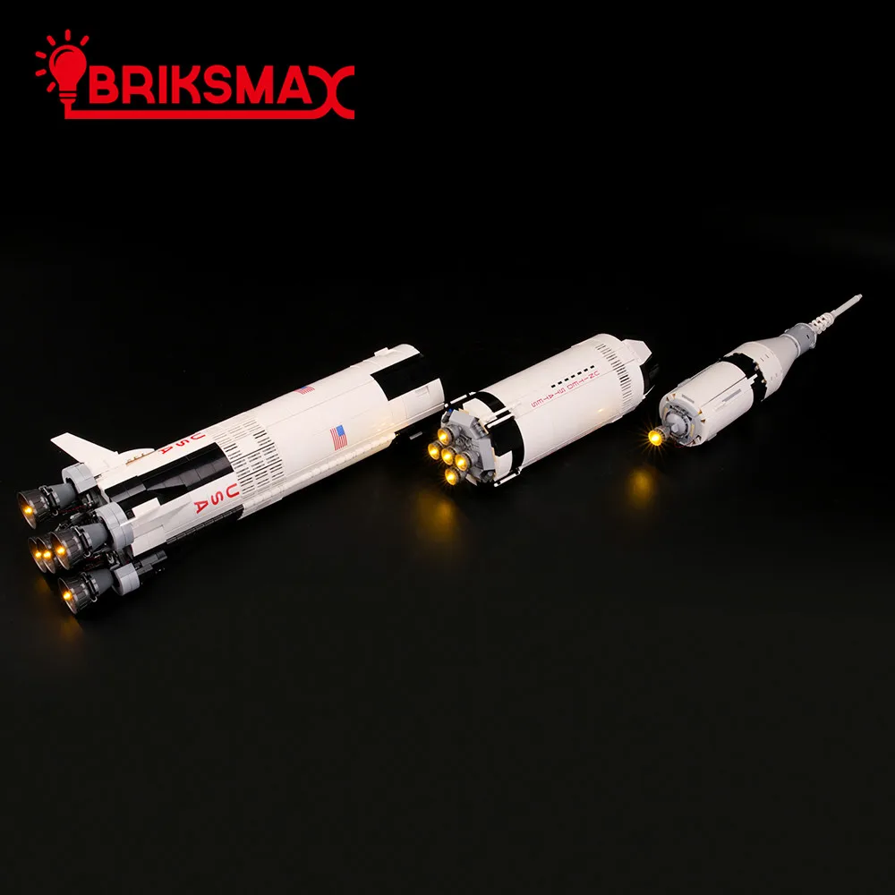 BriksMax светодиодный осветительный набор для идей Apollo Saturn V строительные блоки, совместимые с 21309(не включая модель