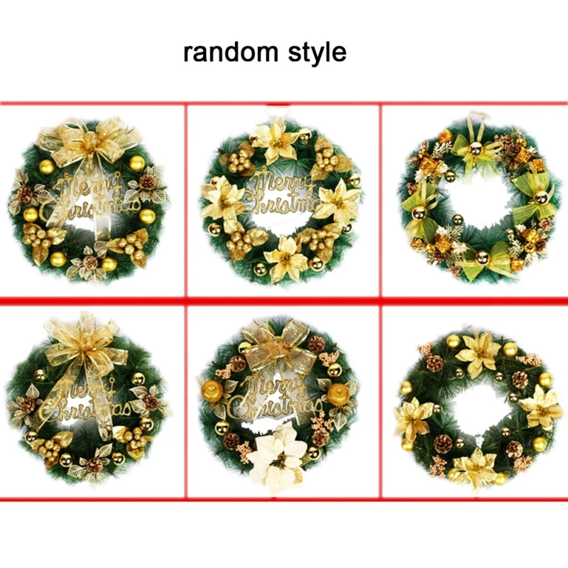 

Christmas Wreath 30cm New Year Hanging Garland for Home Bar Christmas Wall Door Hanging Ornaments Christmas Random Style