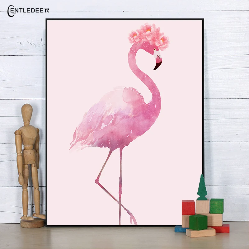 Modern Beautiful Pink Flamingo Canvas Painting pictures Art Print And