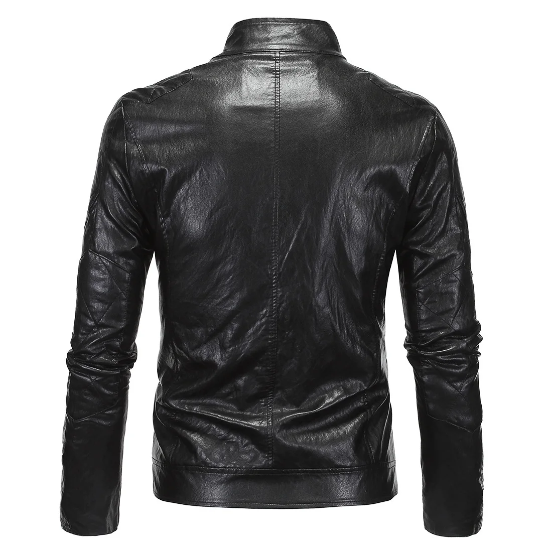 Мужская мода стоять воротник зима-осень теплая мотоциклетная куртка из искусственной кожи ветрозащитная куртка на молнии пальто