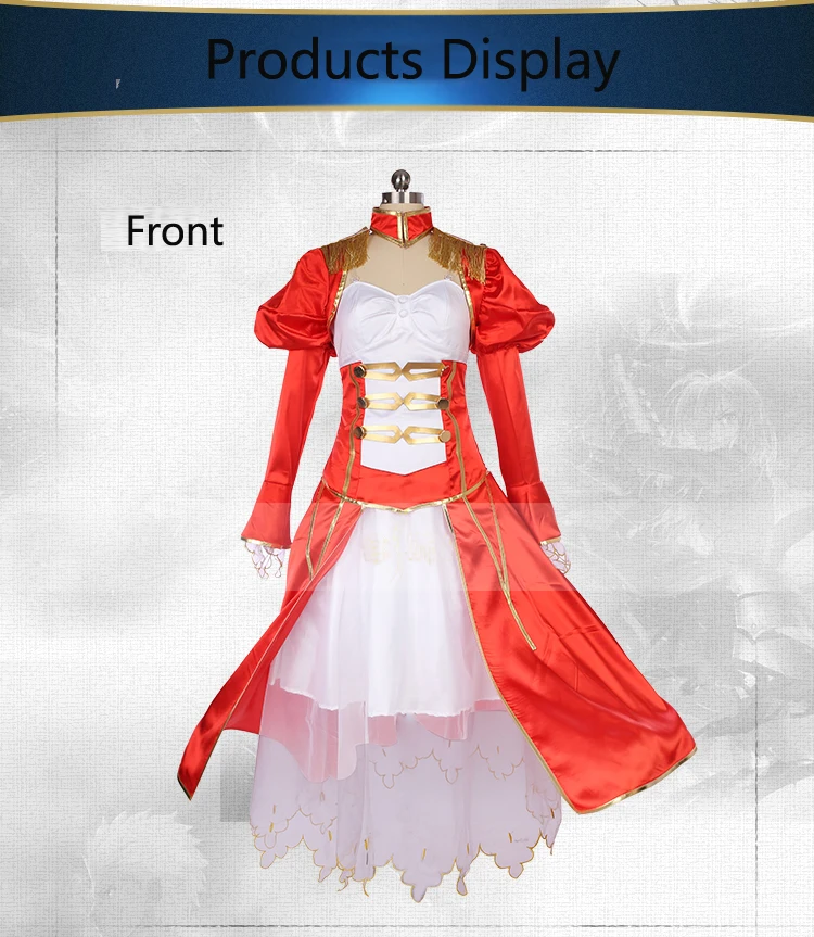 Excellent Custom size fate grand order Saber Nero Claudius Augustus cosplay costume female red dress Halloween Carnival Anime clothes cos 4