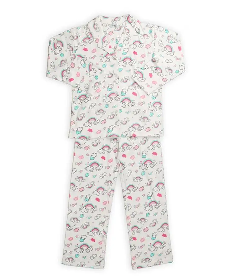 LEJIN Детские комплект одежды для мальчиков и девочек, пижамный комплект, пижама ночная рубашка мягкого хлопка на весну и зиму в хлопок - Цвет: White Print Cloud