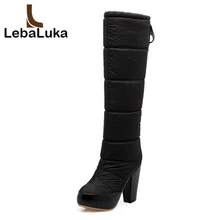 Tuyoki/размеры 34-40; женские зимние сапоги до колена на высоком каблуке; женская обувь на толстой платформе без застежки; женская теплая зимняя обувь на меху; Botas