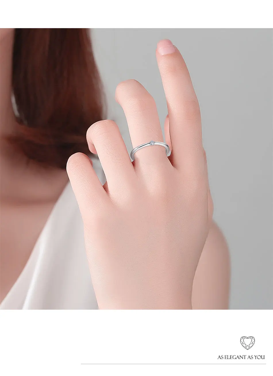 ELESHE, простое круглое кольцо с кубическим цирконием, 925 пробы, серебряные кольца на палец для женщин, подлинные ювелирные изделия, подарок на свадьбу, помолвку