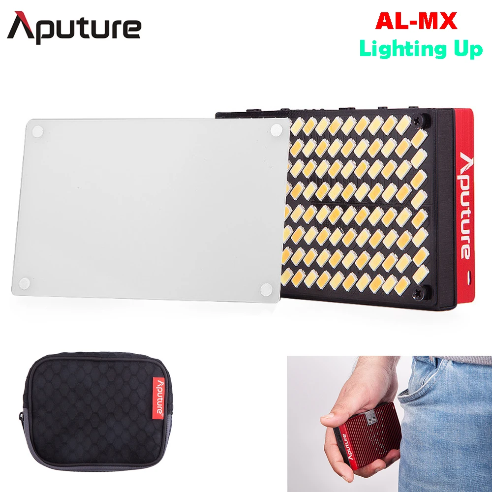 Aputure AL-MX 128 шт., лампа с четками Pocketable светодиодный видео свет 2800 k-6500 k TLCI/CRI 95+ On-camera заполняющий свет карманный размер света