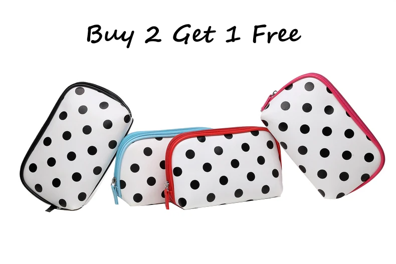 

Brand Women Makeup Bag Case Large Capacity Cosmetic Bag Travel Pouch Dots Printed Ladies Toiletry Bags for women