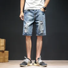Летние модные новые мужские рваные короткие джинсы хлопковые повседневные свободные джинсовые шорты в стиле хип-хоп Мужская брендовая одежда плюс размер 6XL