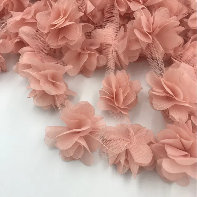 24 pcs fiori 3D Chiffon Cluster Fiori Abito di Pizzo Tessuto Della Decorazione D 24 pcs fiori 3D Chiffon Cluster Fiori Abito di Pizzo Tessuto Della Decorazione D
