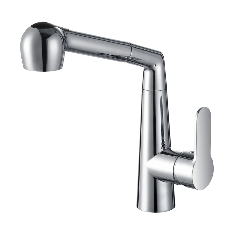 

2019 new all copper kitchen sink faucet cold and hot mixer faucets pull out tap single hole deck mounted faucet