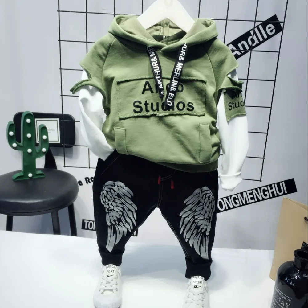 

Baby Boy Autumn Clothes boys Letter Warm Cotton Clothing Set For Kid Hoodies and jeans 2pcs Fashion Children Sports Suit 2-6year