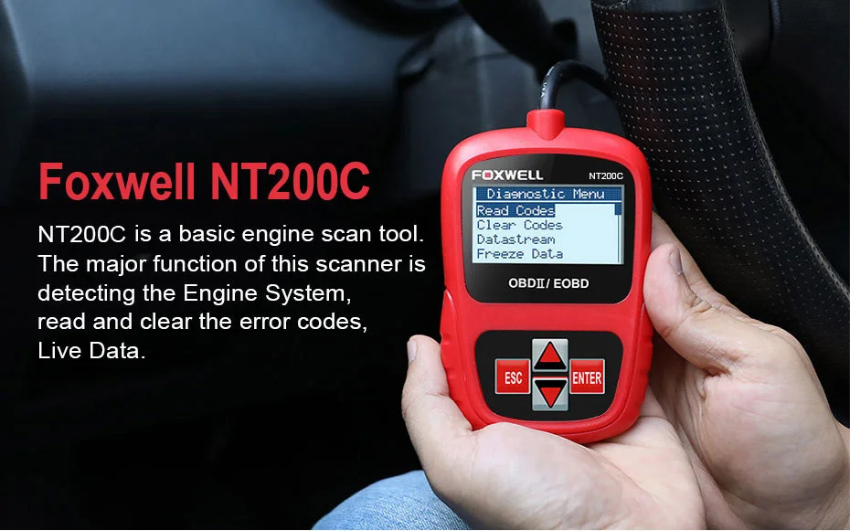 FOXWELL NT200C OBD2 OBDII Автомобильный сканер Код двигателя считыватель сенсор замораживание рамки OBD 2 автомобиля диагностический инструмент лучше, чем ELM327