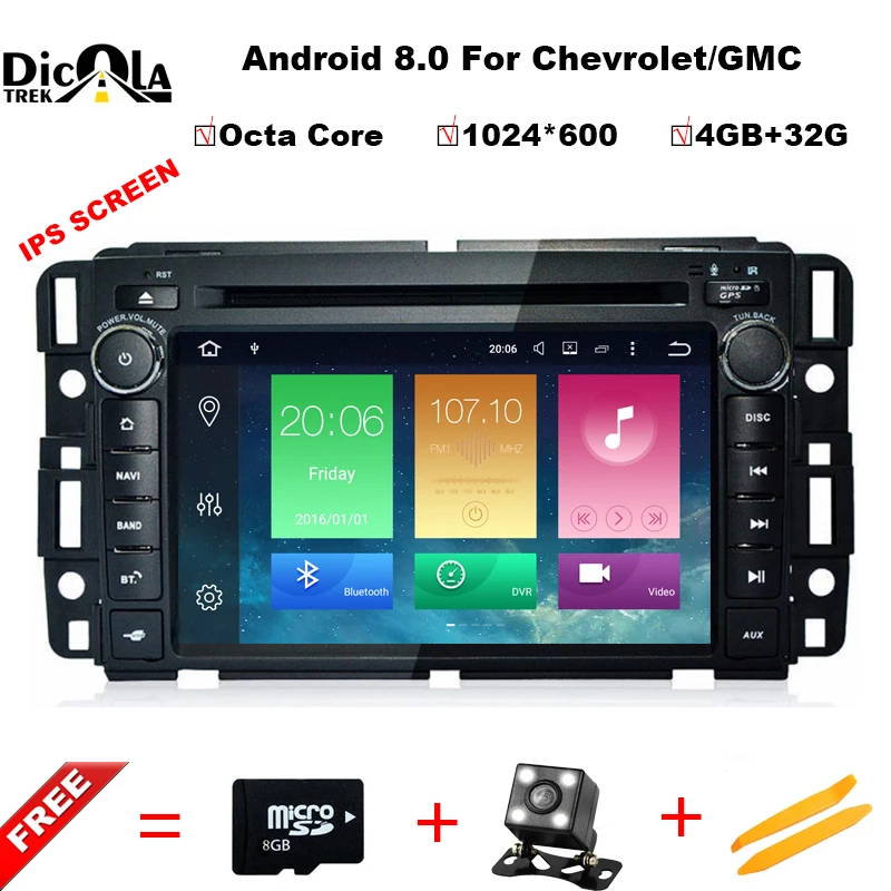 

7" HD 1024*600 Octa Core Android 8.0 Car DVD for GMC Acadia for Enclave Yukon Acadia for Tahoe for Chevy Suburban (2007-2012)