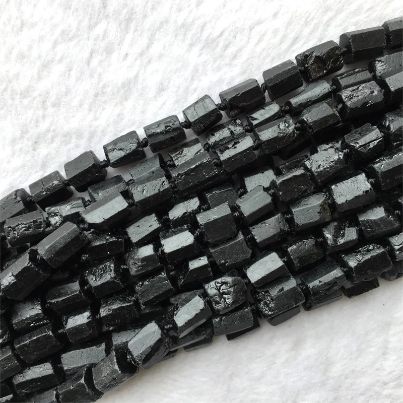 Натуральный Необработанный минеральный черный турмалин ручной резки самородок свободной формы свободная грубая матовая граненые бусины 6-8 мм 1" 06005