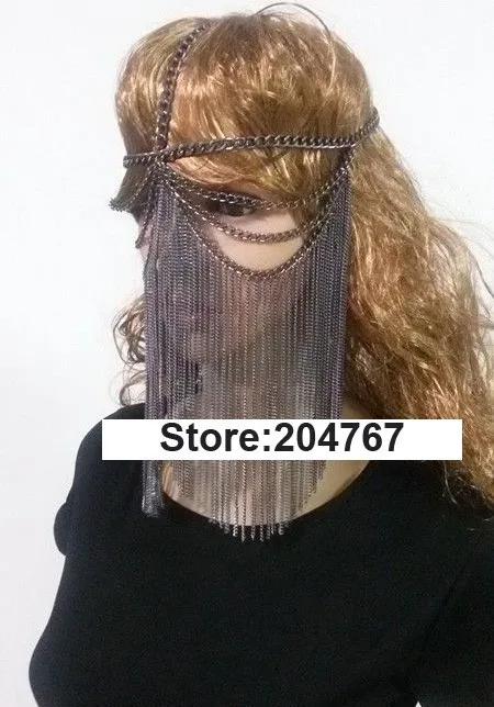 Fashion Style B05 Women Multi-layers Gray Plated Chains Head Chains Body Jewelry usd15 3