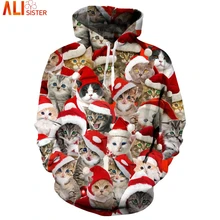 Милый котенок, коты, 3d Рождественские толстовки, Толстовка для мужчин, Alisister, унисекс, толстовки с капюшоном, топы, для отдыха, Sudadera, Hombre, пуловер, спортивный костюм