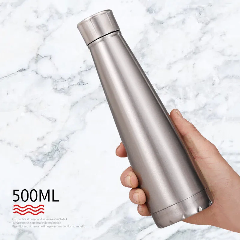 

500ml Double Wall Conical Thermos Stainless Steel Coffee Milk Beer Cola Chilly Bottle Portable Travel Vacuum Flask