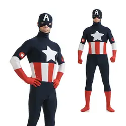 Ainclu лайкра черный и синий косплэй Zentai для Хэллоуина Капитан Америка колготки новорождённых взрослых