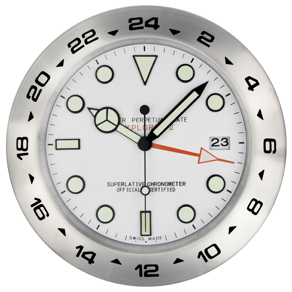 

Metal Watch Shape Wall Clocks with Night Lights 3D Calendar Clock Dial Silent Mechanism for Living Room Mute Slient Wall Clocks