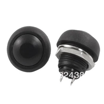 

100 Pcs x AC 250V 3A 6V 9V 12V 24V Black Round Momentary Push Button Switch 2 Pin SPST OFF/(ON) NO N/O Normally Open