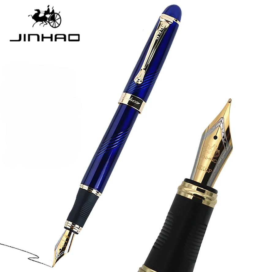 JINHAO 450 перьевая ручка 0.5MM or 1.0MM ручка чернильная перо для письма канцтовары ручки для школы - Цвет: Spiral Blue