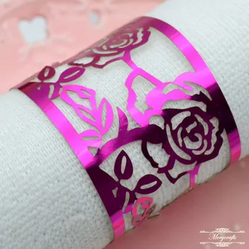 

NP19 Luxury rose flower theme party decorations wedding laser cut napkin rings