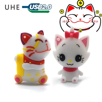 

USB flash drive cartoon cat pen drive 4GB 8GB 16GB 32GB 64GB cute fortune cat memory stick u disk creative gift pendrive