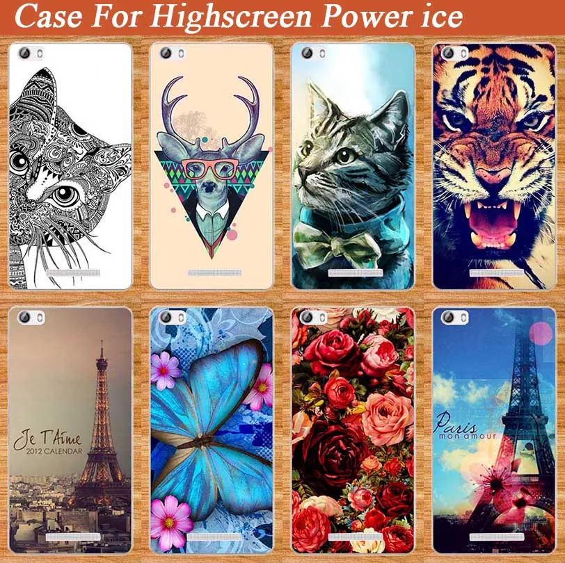 

Coque For Highscreen Power Ice Cases Tiger Rose Eiffel Towers Painted Hard Pc Case For Highscreen Power Ice 5.0 Inch Phone Bags