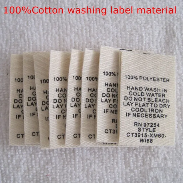 1000PCS Custom print care label Cotton Beige clothing tags washing