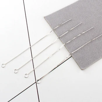 

3PCS 925 Sterling Silver Threader Earring Box chain Short Earrings Box Chain Extender Chain Earrings Diy Earring Finding