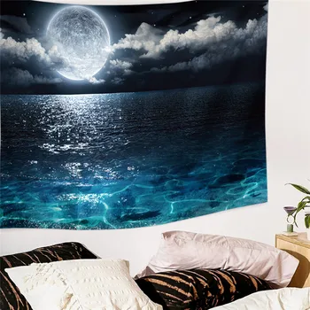 

The Lakeside Under The Moonlight Printed Tapestry Home Decor Bed Sheet Women Beach Cover Swimwear Blankets Table Cloth Yoga Mat