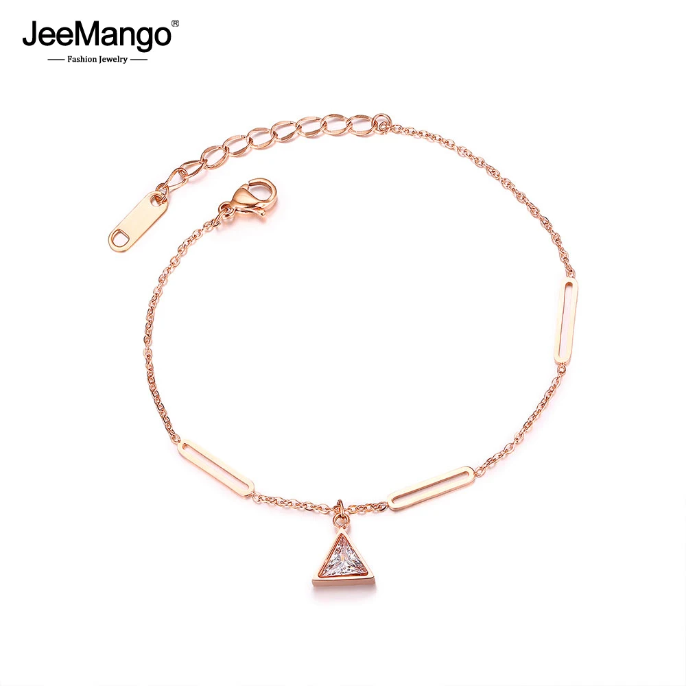

JeeMango Geometric Triangle Zircon Titanium Steel Charm Bracelets Bohemia Chain & Link Bracelet Summer Vacation Jewelry JOGS1003