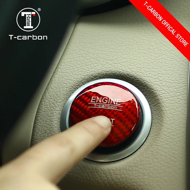 T-carbon Carbon Fiber Car-styling Engine Start Stop Button Cover Cap Trim For Mercedes Benz