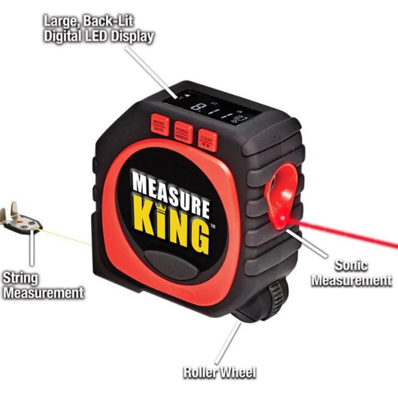 3 IN 1 Measuring Tape With Roll Cord Mode Measure king High Accuracy Laser Digital Impact Professional Tool | Дом и сад