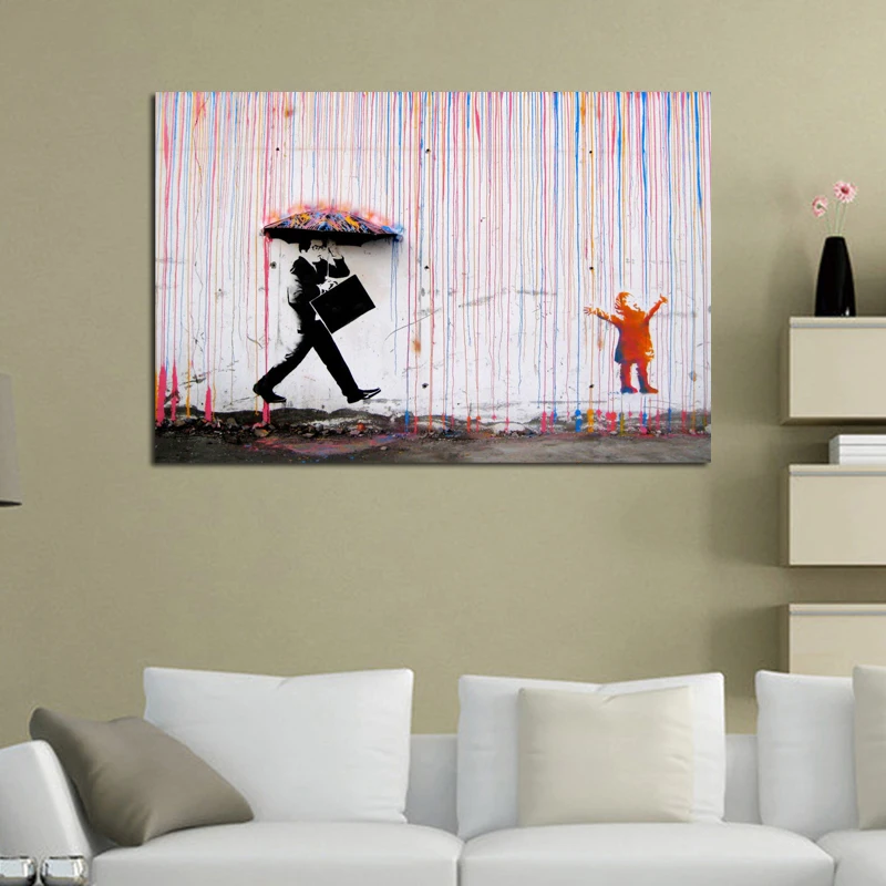 Artist Color Rain Canvas Painting Print Living Room Home Decoration